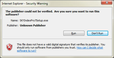 Warning dialog example