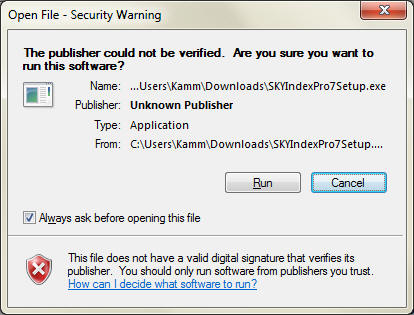 Publisher could not be verified dialog - Firefox