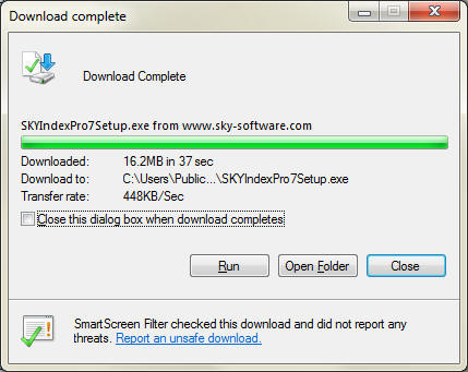 Download Finished Dialog